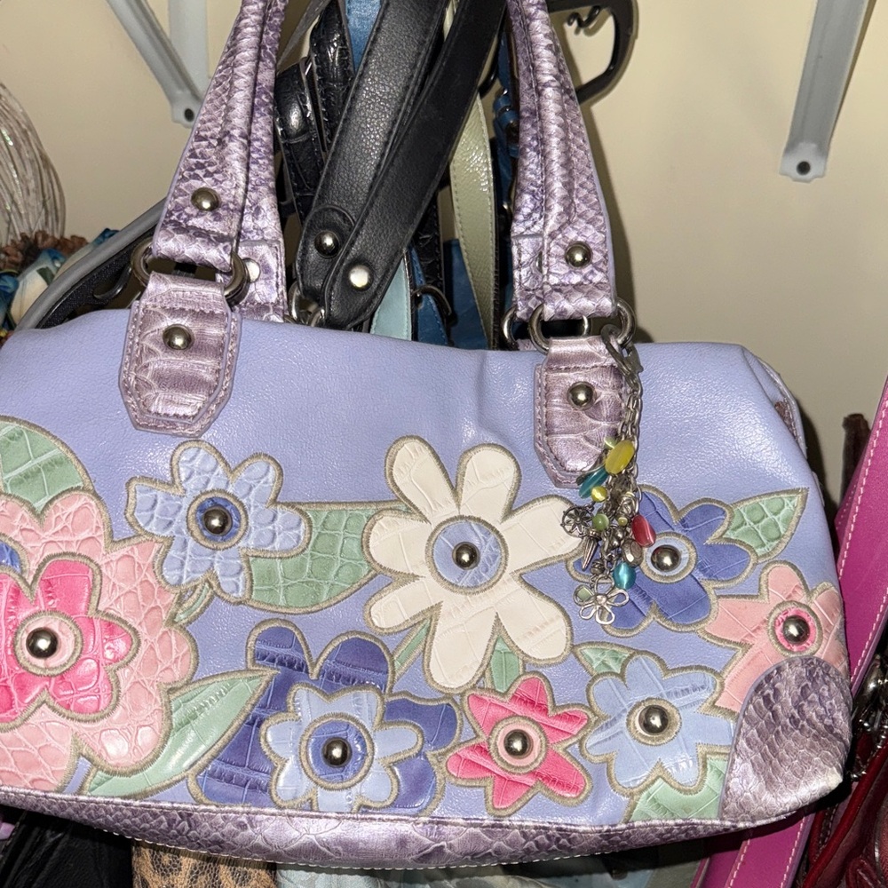 Kathy Van Zeeland Lavender Floral Shoulder Bag